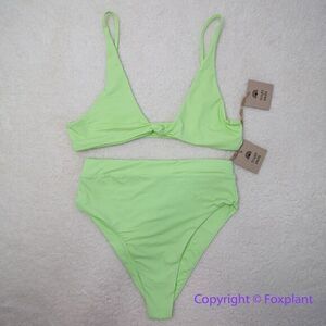 New! Set! Toast Swim knot bikini‎ top & Signature High Waist Bottom, size S